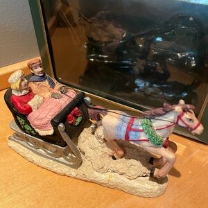 Coca-Cola Town Square Collection Sleigh Ride 1994 Figurine w/ Box Horse & Sleigh